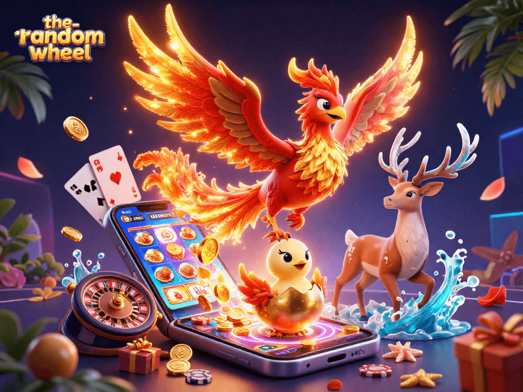 Experience the-random-wheel's excitement with a vibrant mix of slot game elements and magical animals.