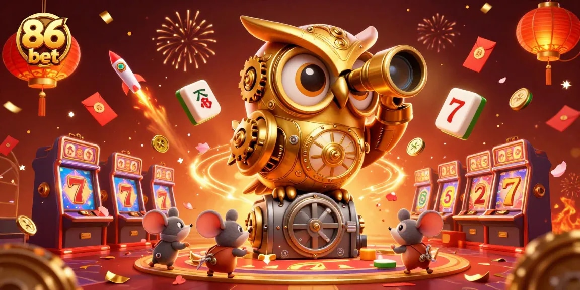 Experience the thrill of 86 bet in a vibrant casino scene with lucky symbols and dynamic elements.