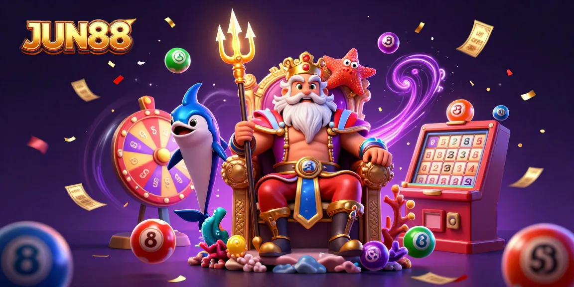 Experience the excitement of JUN88 with vibrant lottery action and dynamic game elements in this engaging illustration.