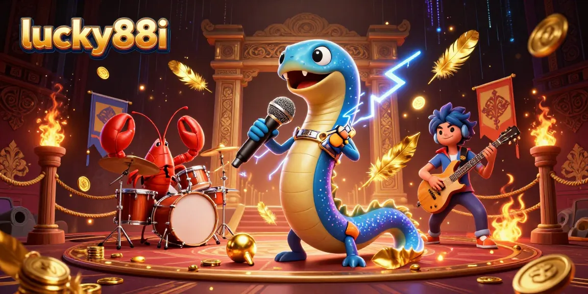 Experience the excitement of lucky88i with a vibrant underwater casino scene featuring a DJ eel and gaming elements.