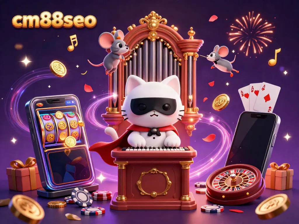 Experience thrilling slots and casino excitement at cm88seo with a vibrant illustration of a cat and a mouse.