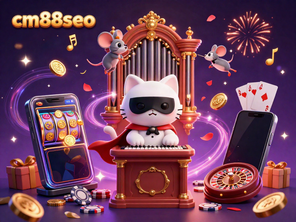 Experience thrilling slots and casino excitement at cm88seo with a vibrant illustration of a cat and a mouse.