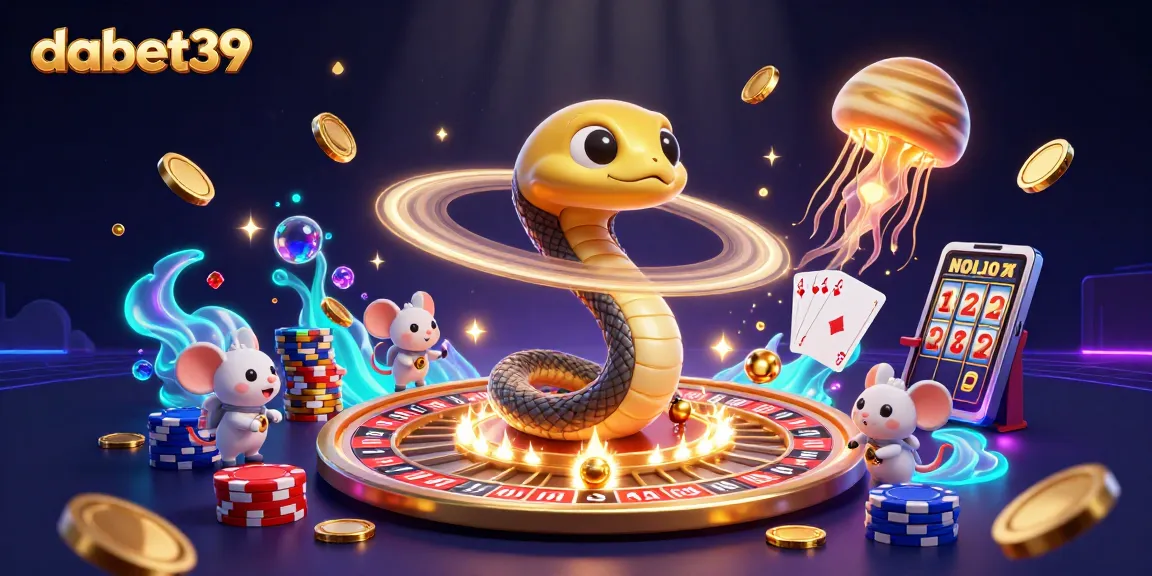 Engage with dabet39's vibrant 3D cosmic casino scene featuring animated characters and exciting elements.