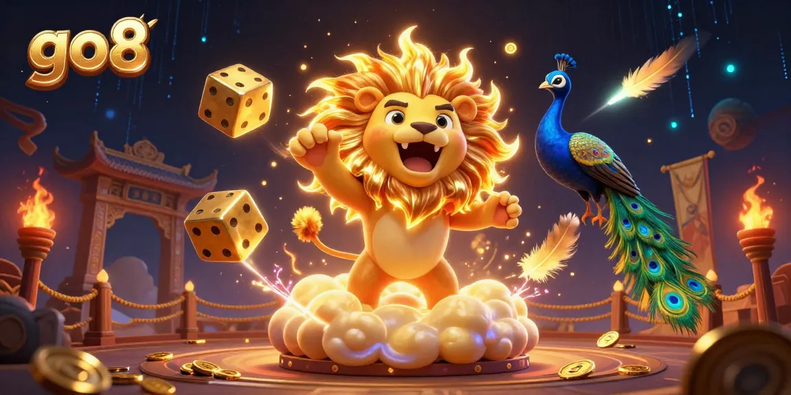 Engage in thrilling gameplay at go8 with a roaring lion and dynamic casino elements.