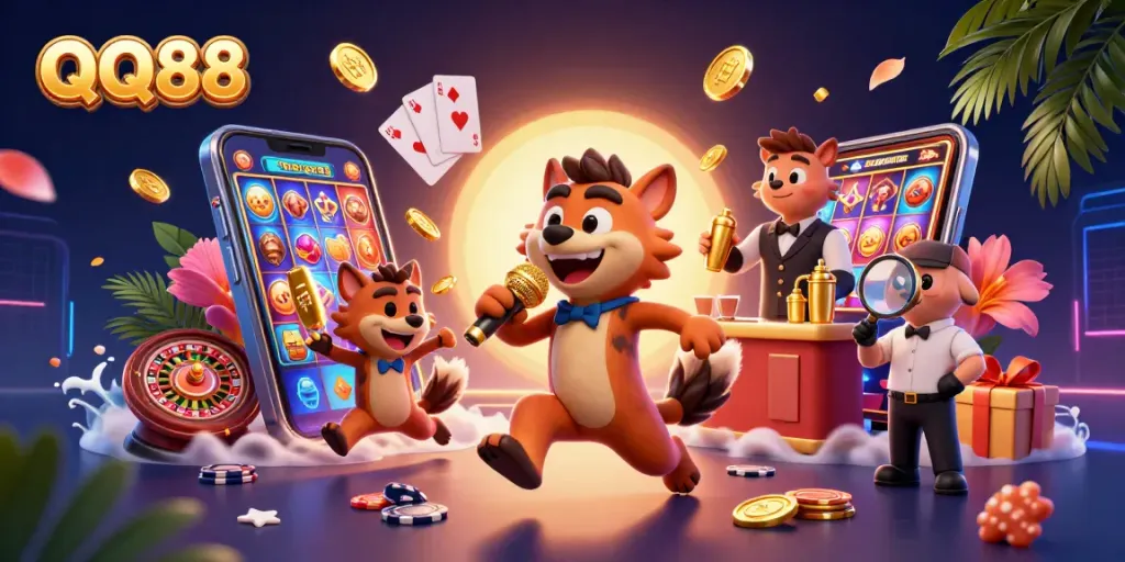 Engage in exciting gaming moments with QQ88's vibrant comedy casino club scene.