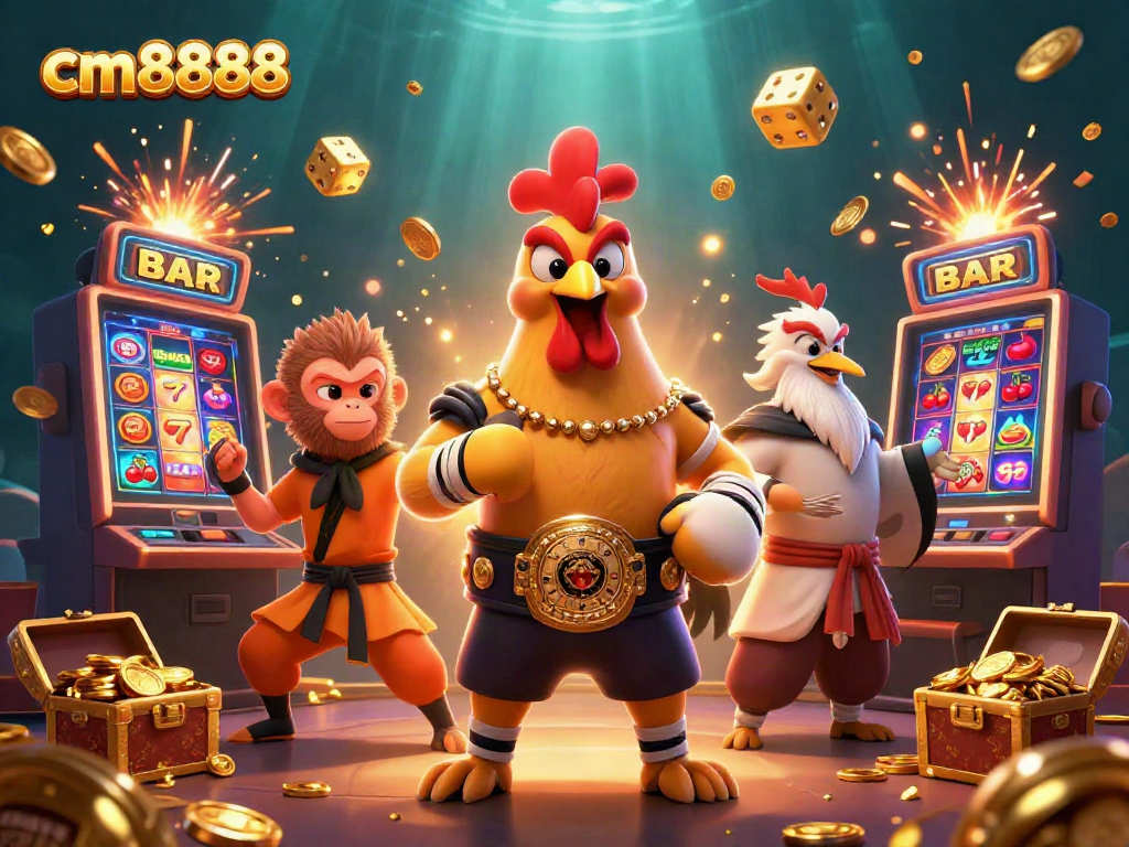 Experience the excitement of cm8888 with jackpot slots and dynamic characters in an engaging casino scene.