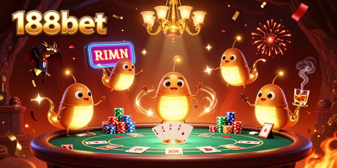 Play exciting casino games at 188bet with bioluminescent glowworms lighting up a vibrant scene