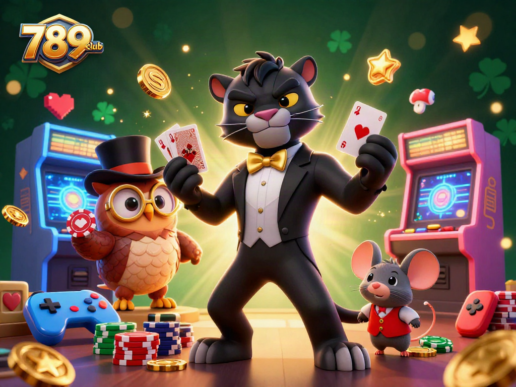 Experience thrilling gameplay at 789club with stylish characters and vibrant casino elements.