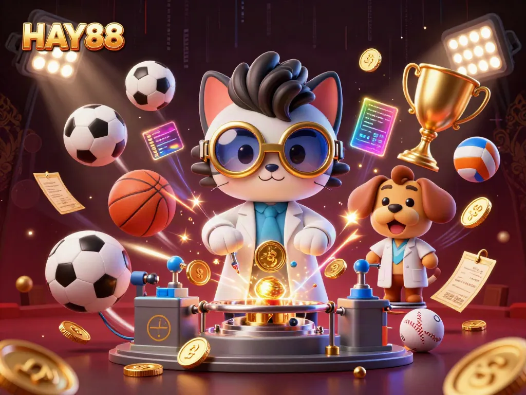 Experience HAY88's thrilling sports betting and casino games with a captivating 3D illustration.