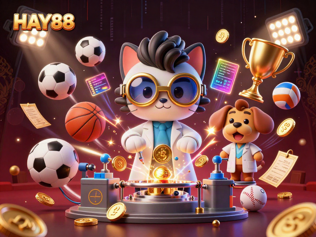 Experience HAY88's thrilling sports betting and casino games with a captivating 3D illustration.
