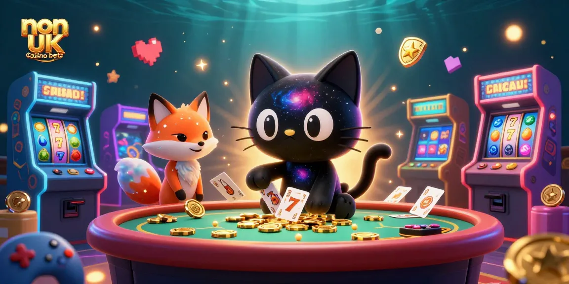 Experience thrilling non UK casino bets with vibrant characters and dynamic game elements in an imaginative scene.