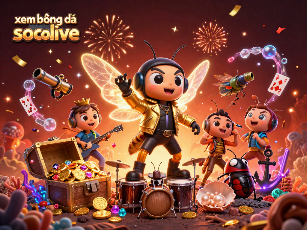 xem bóng đá socolive celebrates vibrant soccer viewing experiences with animated characters and gambling themes.