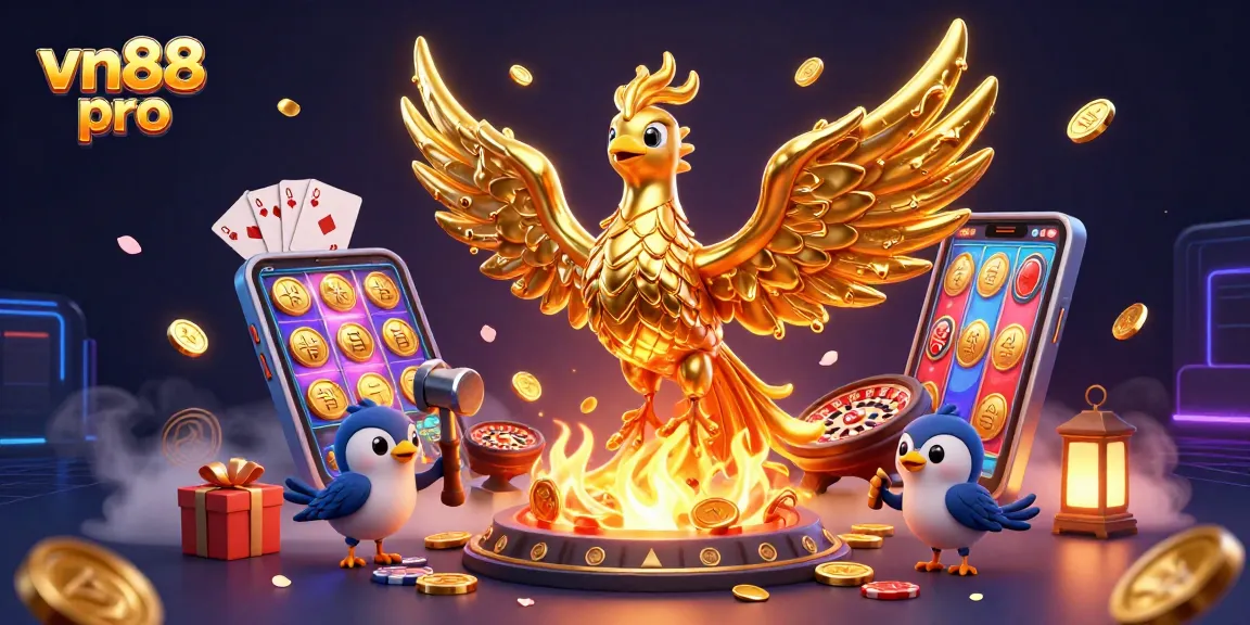 Take a chance with vn88 pro in this vibrant casino scene featuring immersive slot games.