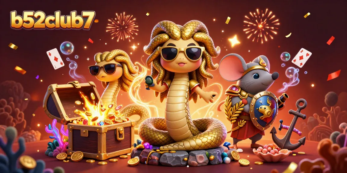 Join the fun at b52club7 with Medusa and friends, celebrating wins in a vibrant casino world!