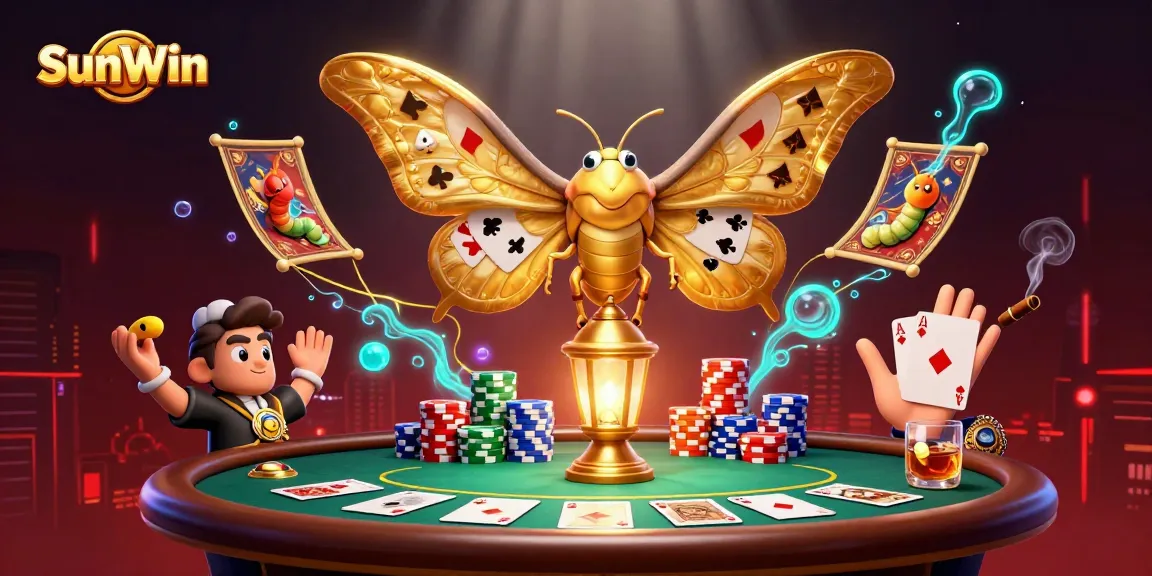SunWin enhances your gaming experience with a golden atlas moth and vibrant casino elements.