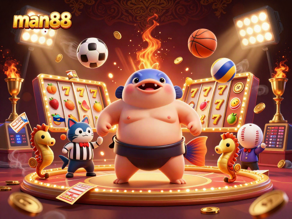 Experience exciting wins with man88 in a vibrant casino scene showcasing dynamic gaming elements.