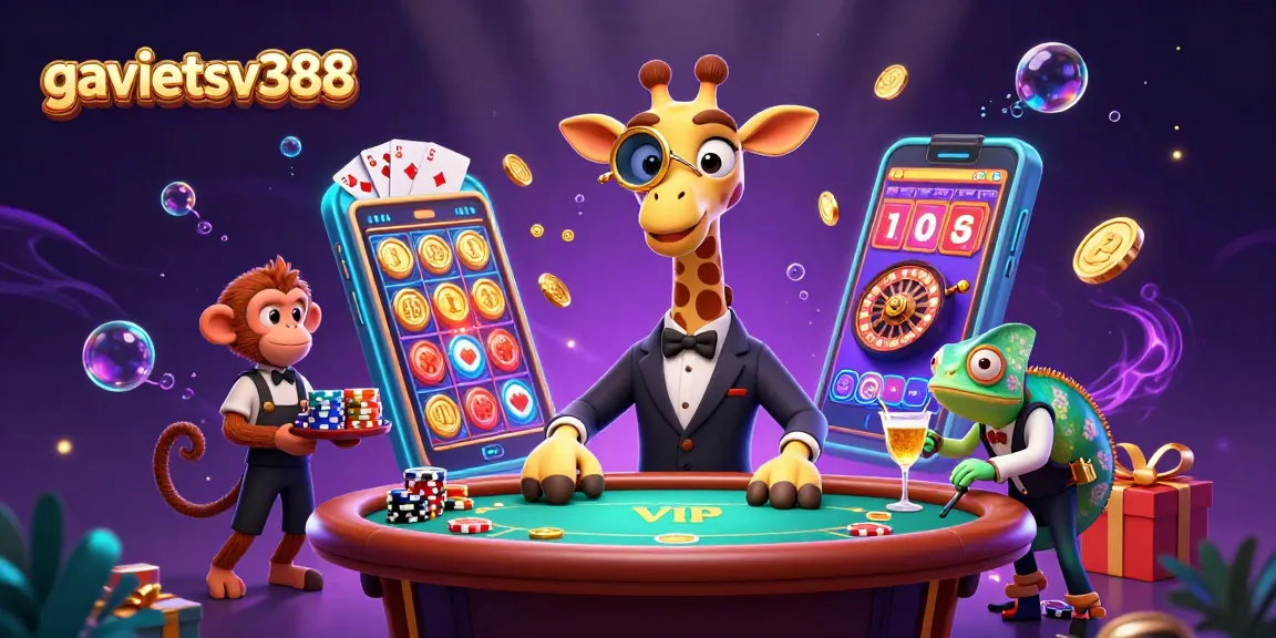 Experience the thrill of casino gaming with the vibrant 3D scene showcasing gavietsv388's unique characters and elements.
