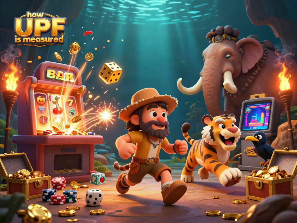Experience how UPF is measured in a playful 3D casino with cavemen and sabertooth tigers.