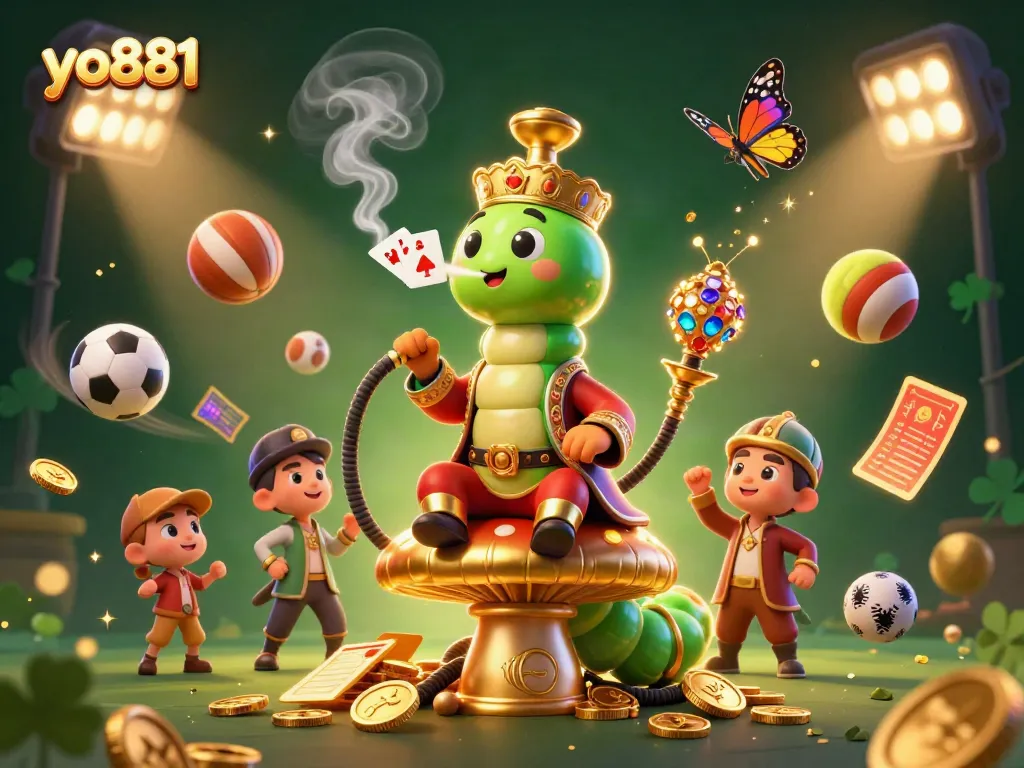 Engage with yo881 casino magic featuring a hookah-master, golden coins, and dynamic sports elements.