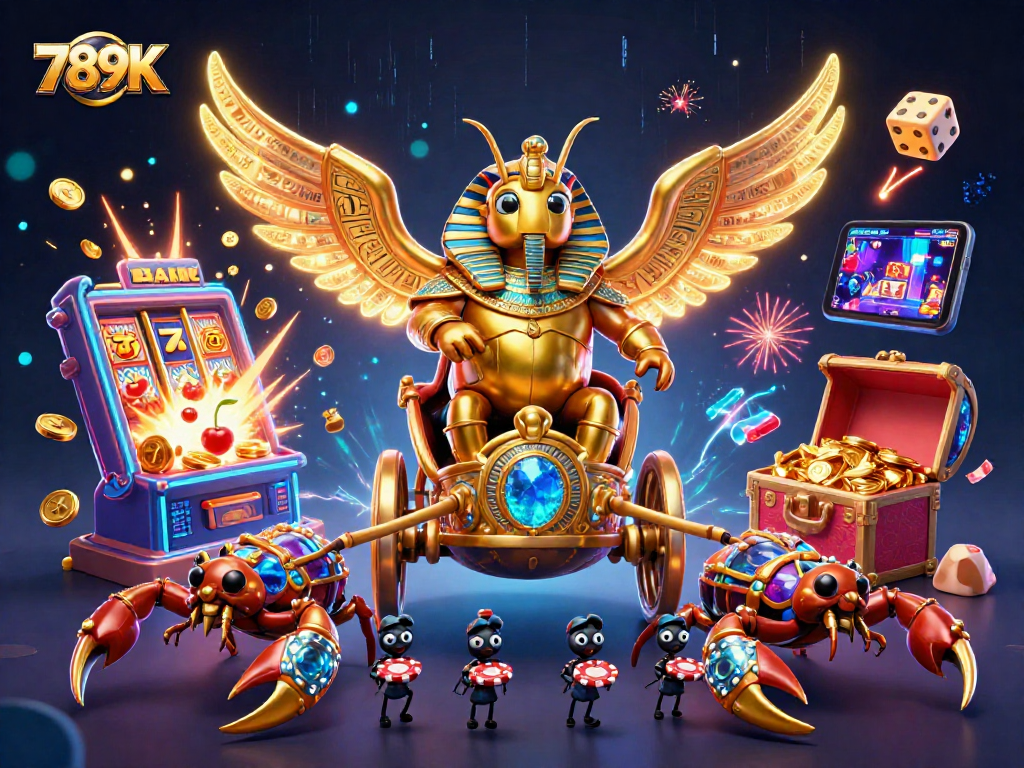 Experience the thrill of 789K with a majestic beetle and dynamic casino action in vibrant 3D.