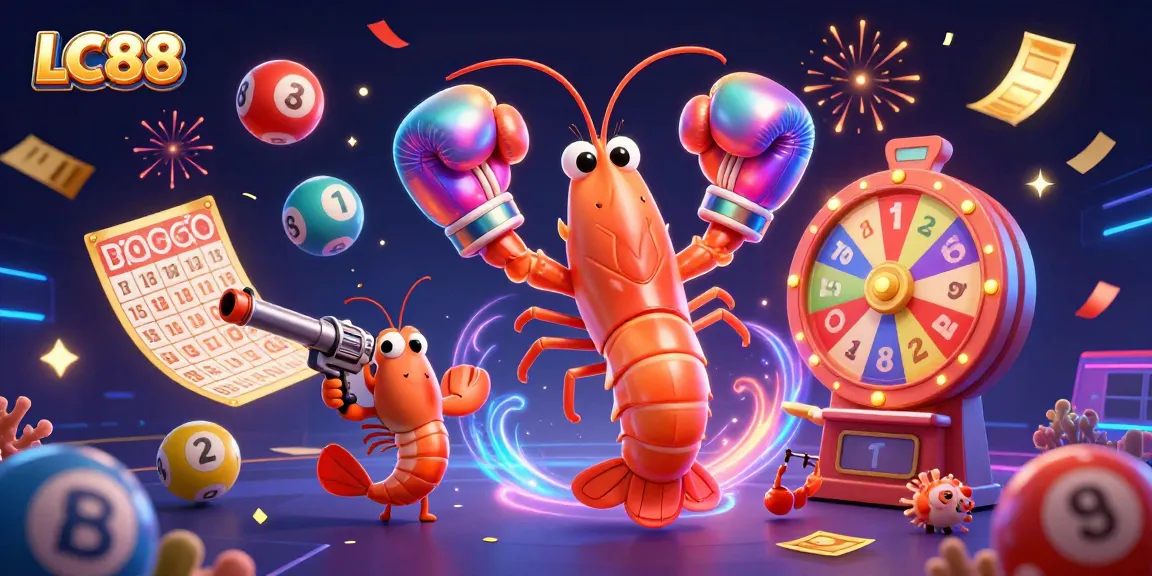 Engage in exciting LC88 lottery action featuring vibrant characters and colorful gaming elements.
