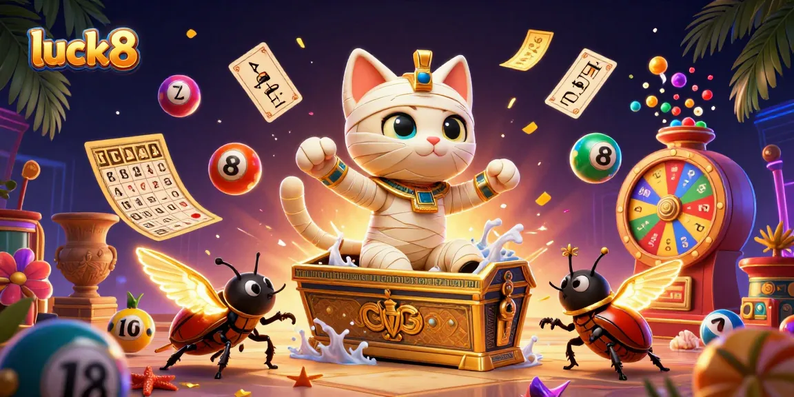 Experience excitement with luck8 in a lively casino scene featuring a colorful array of games.