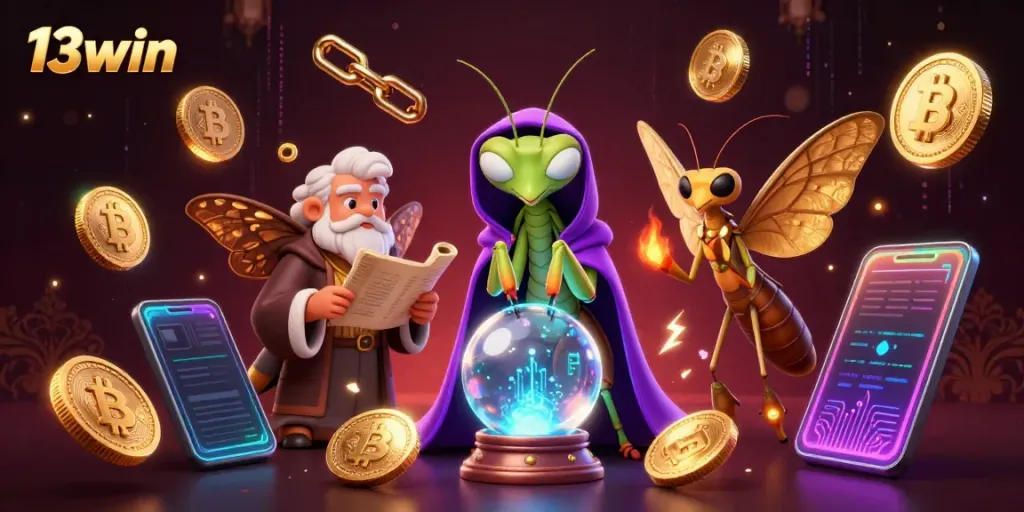 Engage with 13win's magical fortune-telling experience intertwined with cryptocurrency elements.