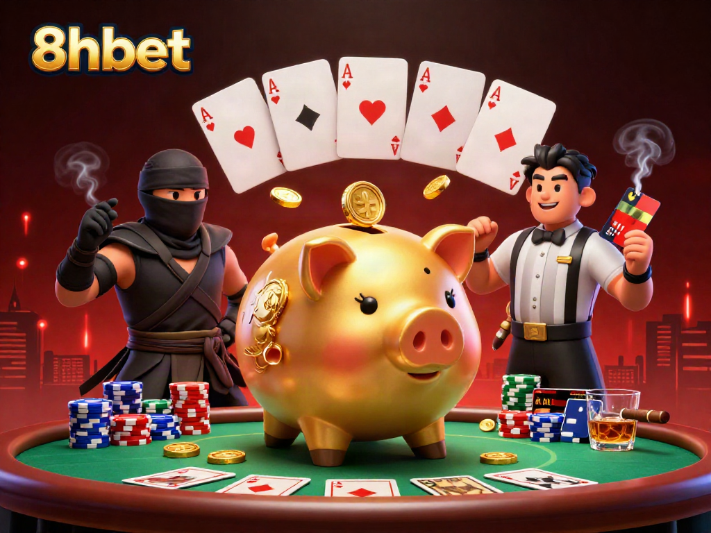 Engage in thrilling gameplay at 8xbet with high-stakes poker action in an energetic scene.