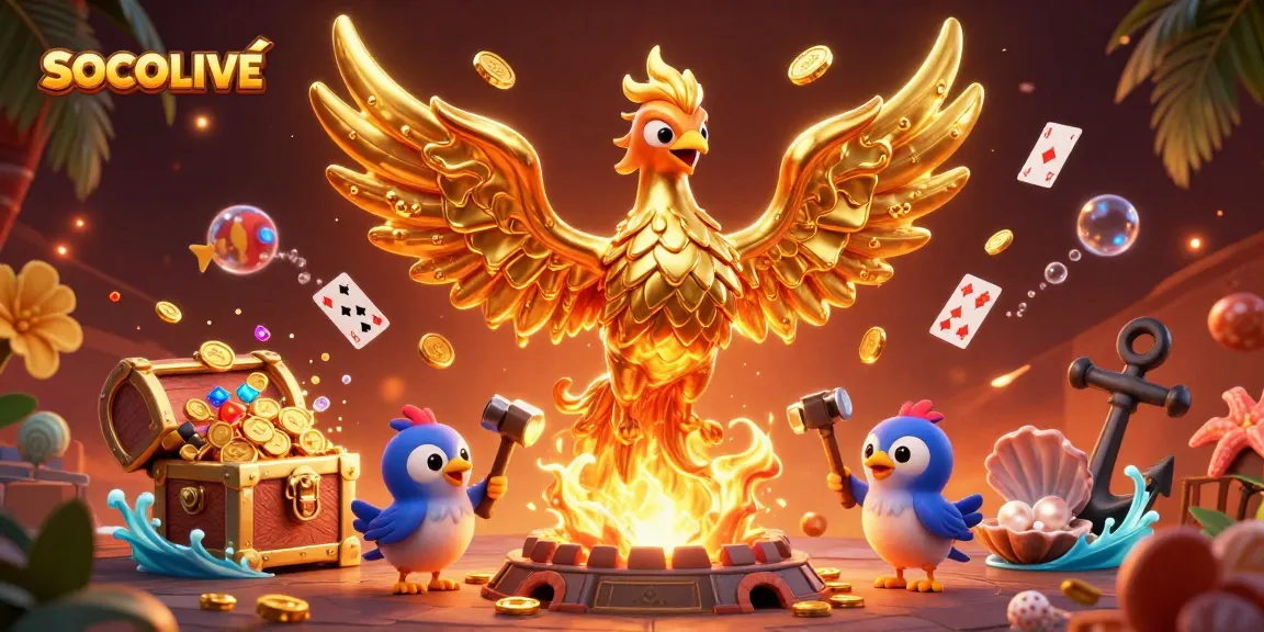 SOCOLIVE brings thrilling action as molten gold forms coins, sparrow assistants create excitement in animated casino scene.