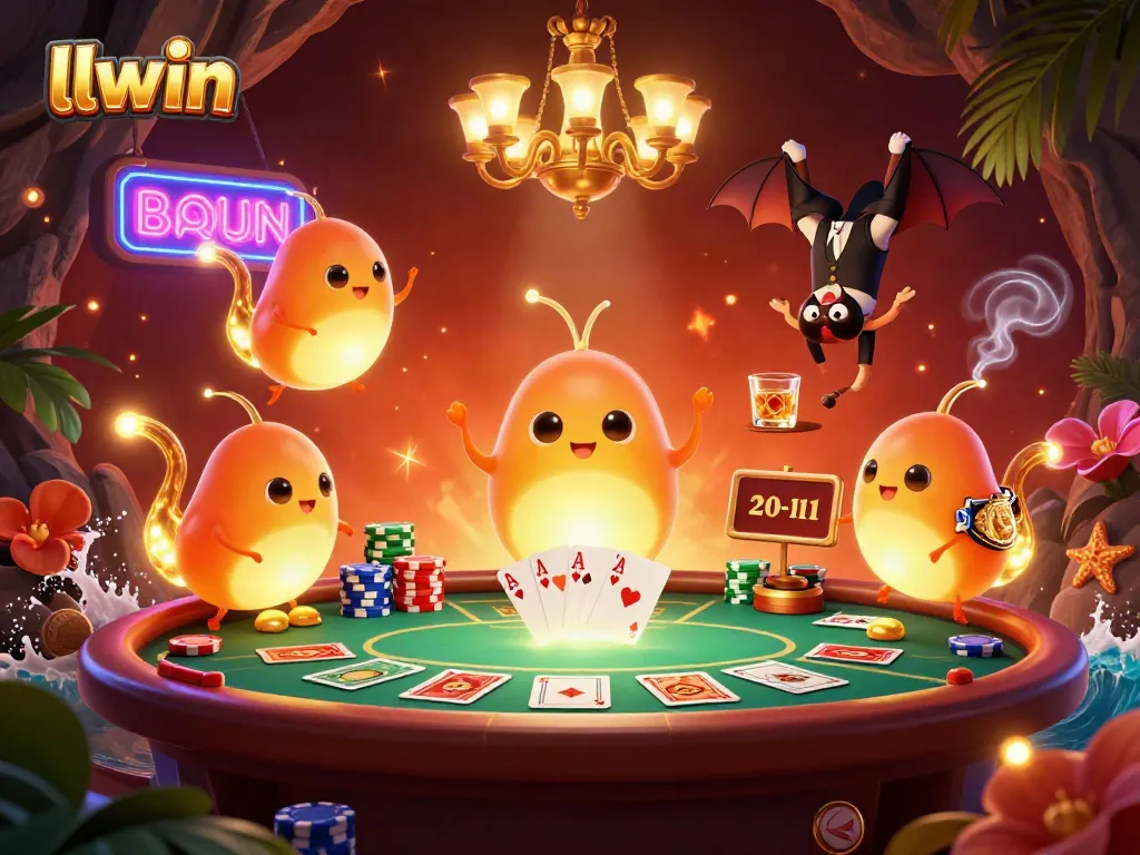 Experience the thrill of llwin with competitive poker tables and vibrant gaming elements.