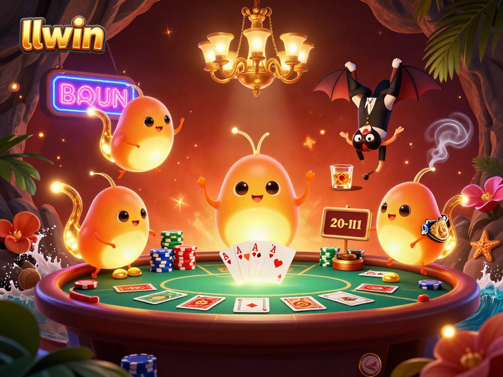 Experience the thrill of llwin with competitive poker tables and vibrant gaming elements.