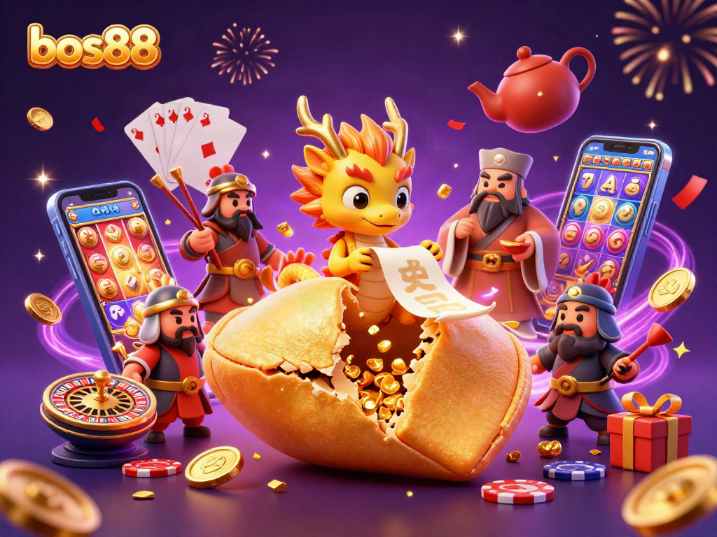 Experience the vibrant world of bos88 as golden coins erupt in a dynamic 3D casino scene.