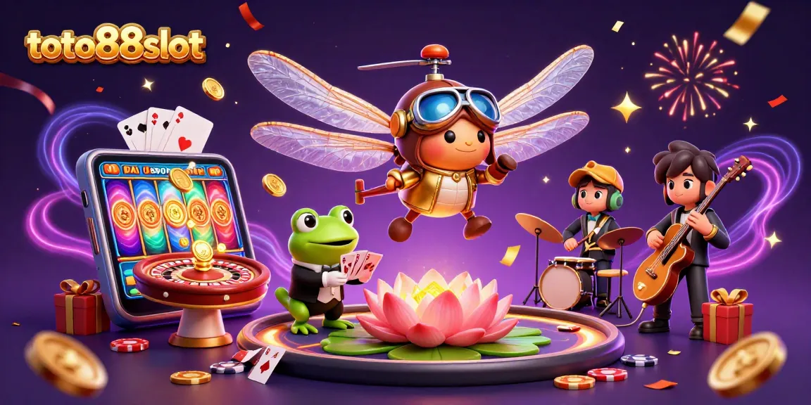 Spin to win at toto88slot with a vibrant 3D casino scene featuring lucky gaming elements.