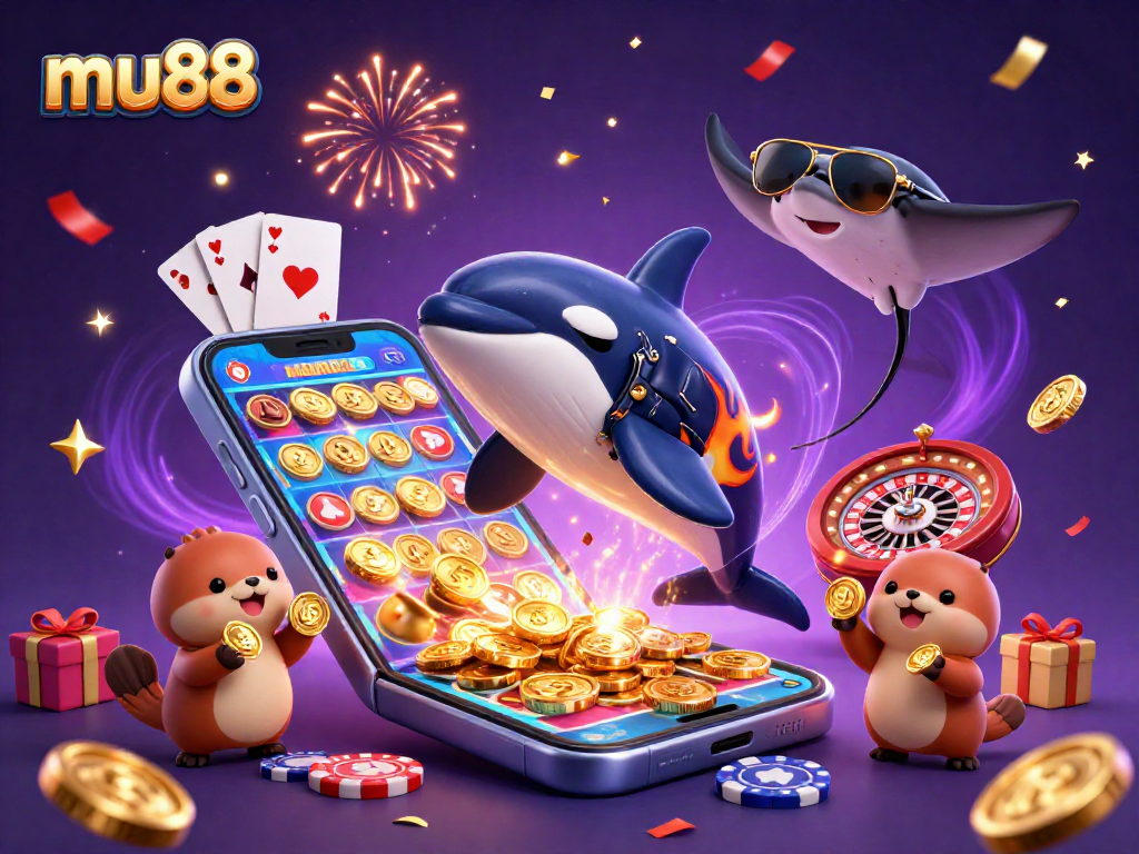 Experience the thrill of mu88 with vibrant characters and casino games bursting into action.