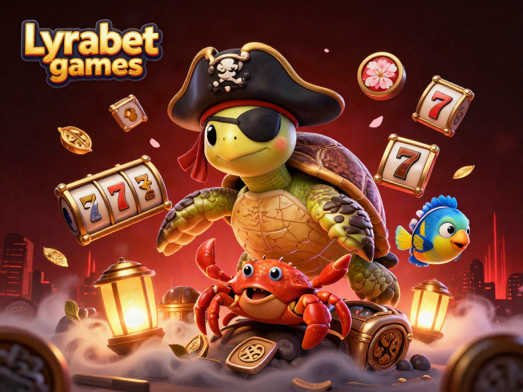 Experience exciting Lyrabet games with vibrant slots and dynamic visuals in this 3D illustration.