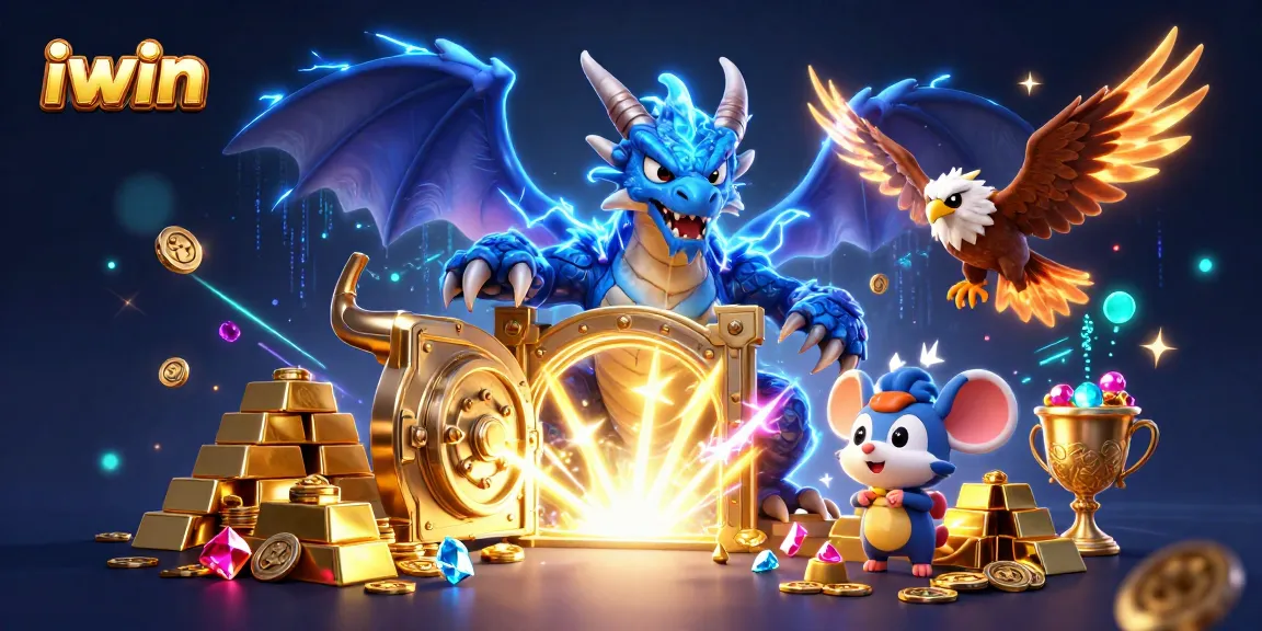 Win with iwin: a powerful dragon and magical elements lighting up the casino experience.