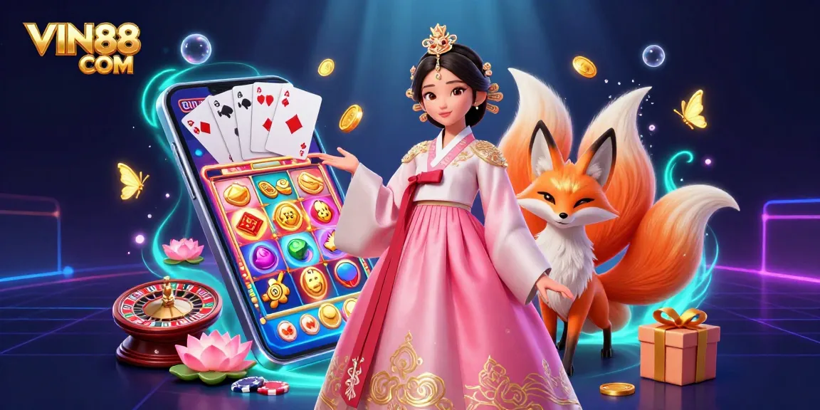 Engage with vibrant slot gaming at VIN88 COM, showcasing exciting characters and dynamic casino elements.