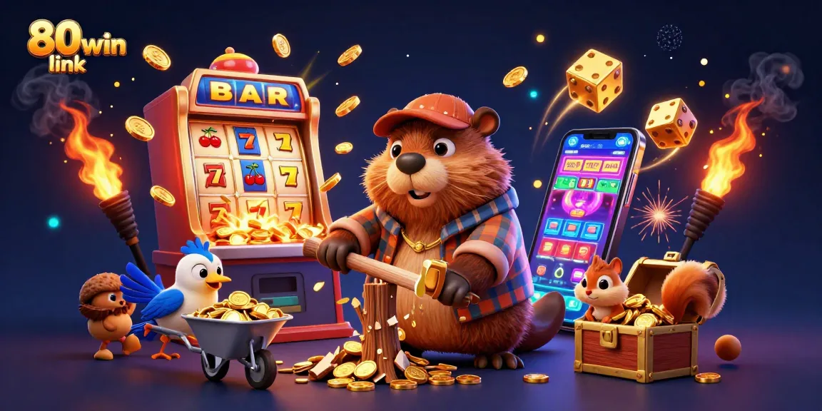 Engage with the exciting 80win link as a beaver, bird, and squirrel celebrate jackpots and gaming