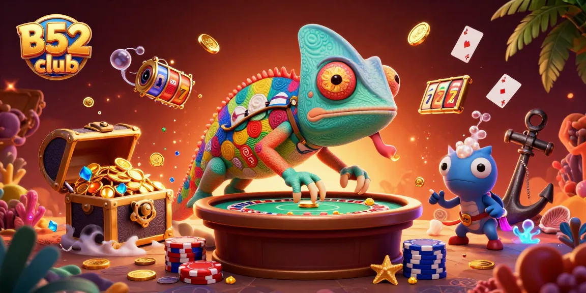 Experience thrilling gameplay at B52 club with vibrant chameleon and dynamic casino elements.