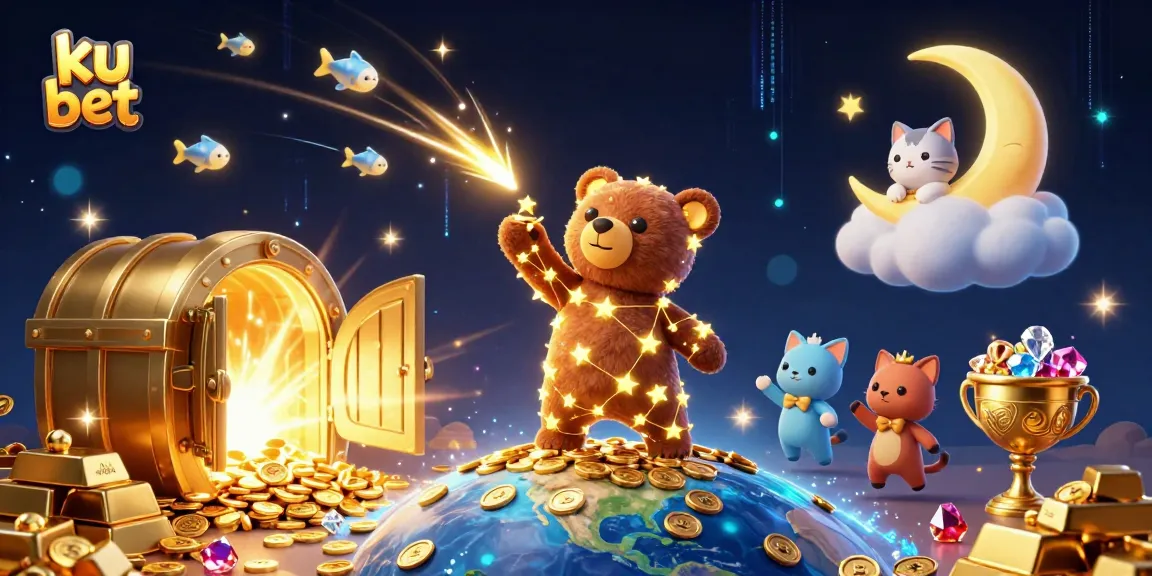 Experience winning moments with ku bet in a captivating 3D casino-themed digital art.