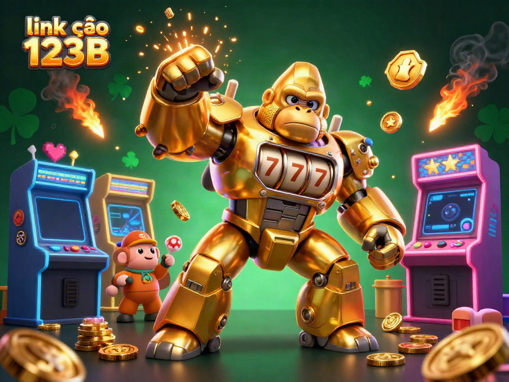 Experience thrill and excitement with link vào 123B in a vibrant 3D casino-themed illustration.