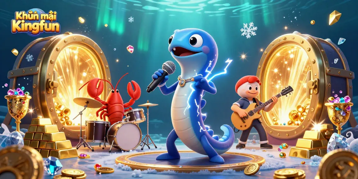 Experience Khuyến mãi Kingfun in a dynamic underwater casino scene featuring vibrant characters and treasures.