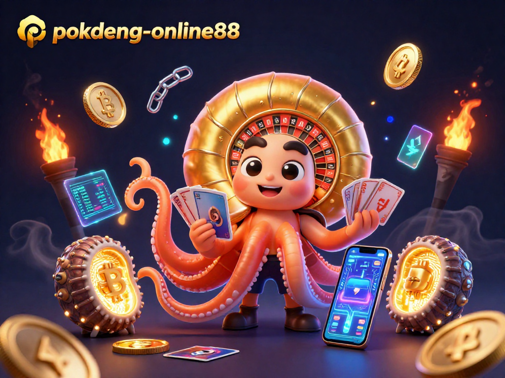 Experience the excitement of pokdeng-online88 as ancient nautilus spins a roulette wheel while holding cards.