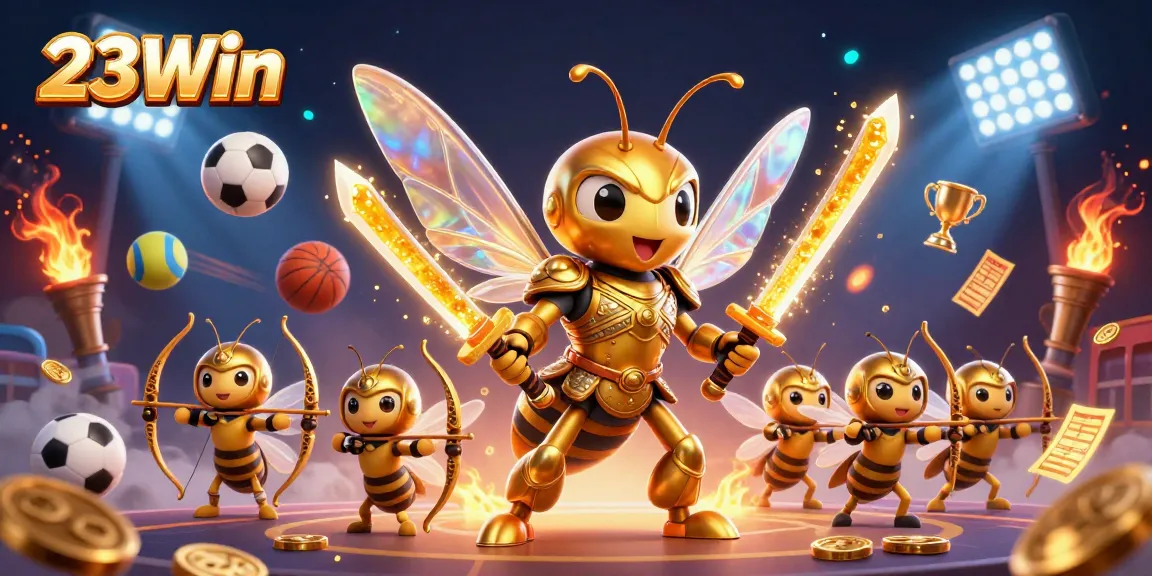 Engage with 23Win’s dynamic sports betting scene, featuring vibrant characters and action elements.