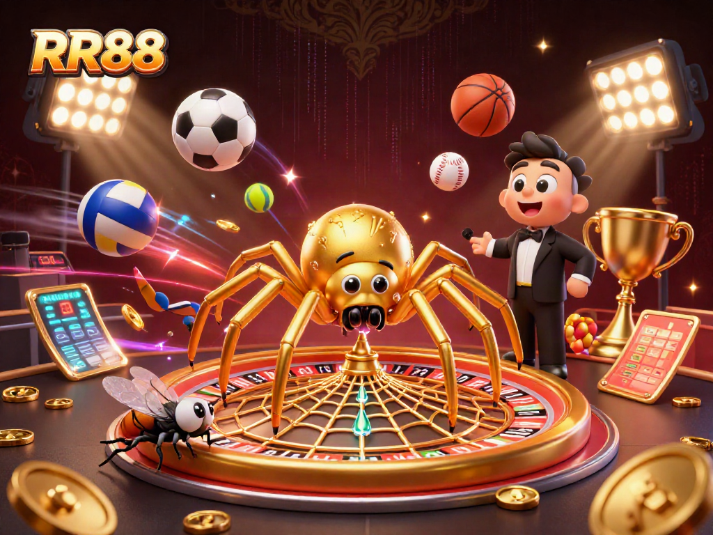 RR88 players enjoy an adventurous game experience with a thrilling casino spider scene.