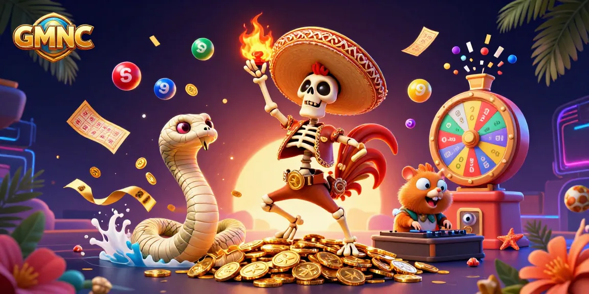 Join the GMNC victory dance at a vibrant casino scene filled with prizes and excitement!