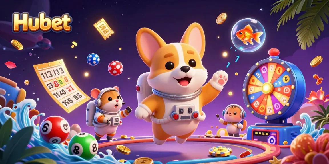 Experience Hubet's space casino adventure with playful characters and vibrant gaming elements.