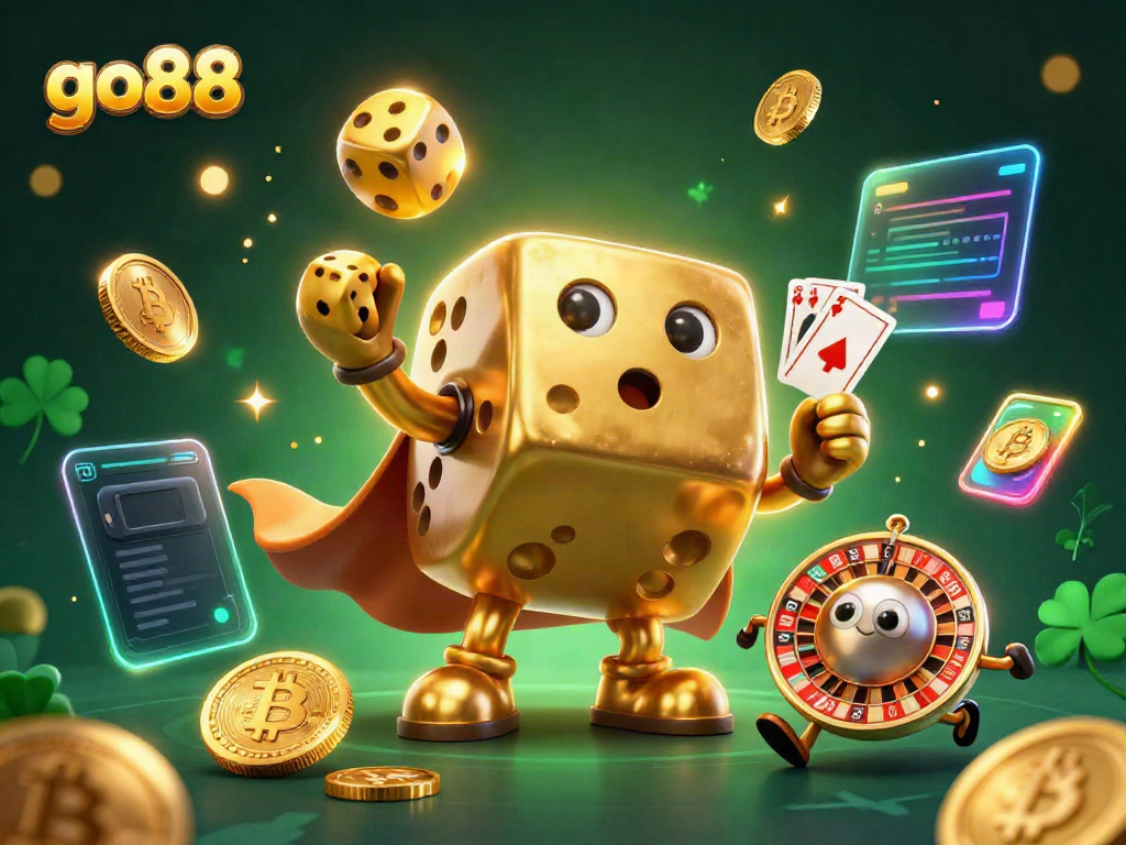 Experience excitement with go88 as a golden dice golem juggles winnings amid crypto elements.