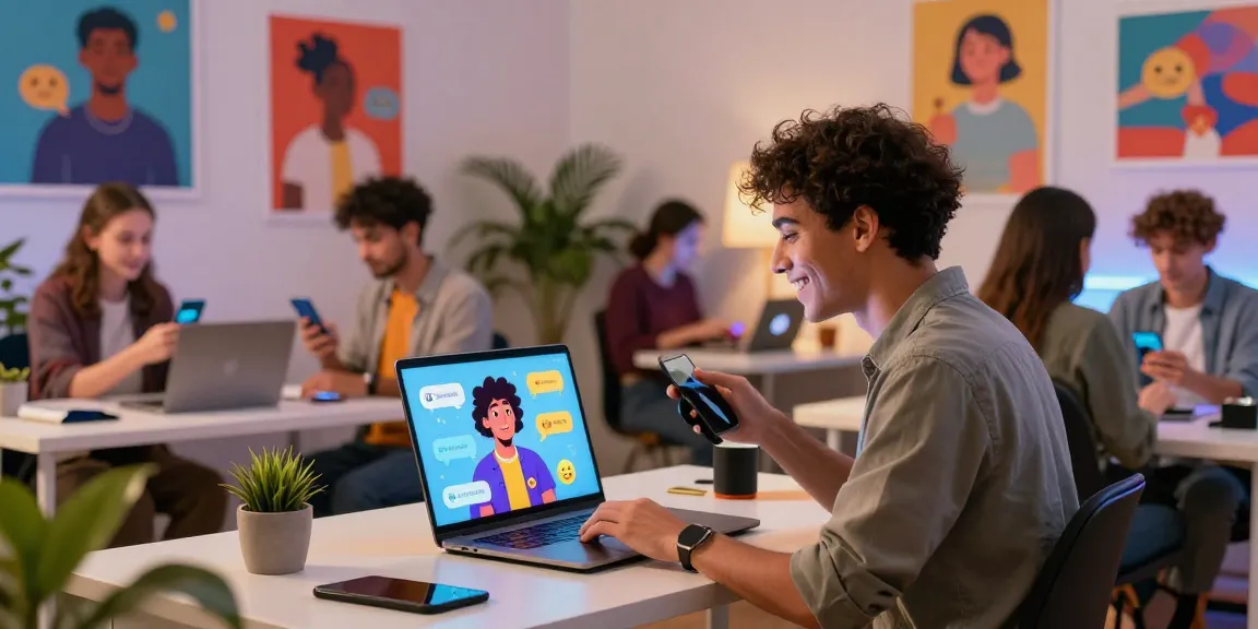 Engaging hot chat ai interactions in a modern workspace with diverse users.