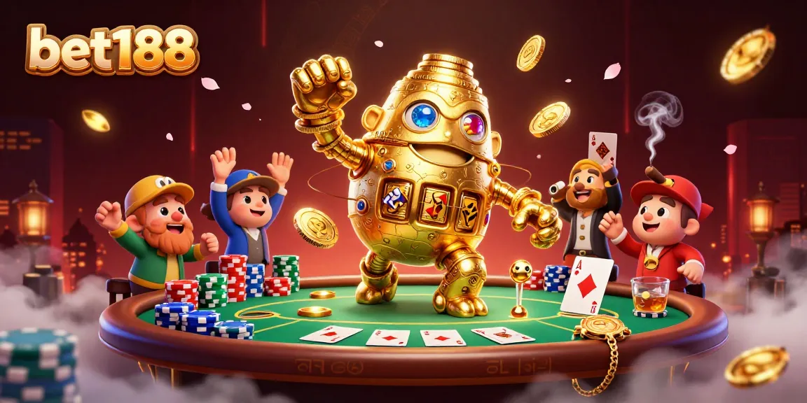 Experience thrilling gameplay with bet188 in this dynamic casino scene featuring golden golems.